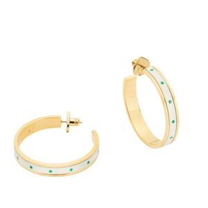 Kate Spade Heritage Spade Flower Goldtone & Enamel Hoop Earrings